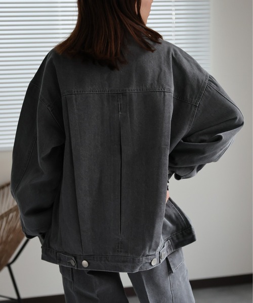 【セール】オーバーサイズ ビッグポケット ルーズ コットンデニム ブルゾン セットアップ対応 <ユニセックス>（デニムジャケット）｜CREARE -LINO-（クレアーレリノ）