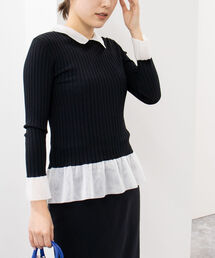 NOLLEY’S | シアー衿付きリブニット(ニット/セーター)