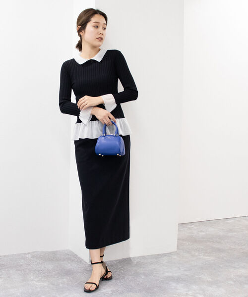 NOLLEY’S(ノーリーズ)の「シアー衿付きリブニット(ニット/セーター・レディース・ベージュ/ブラック/ネイビー・38)」の4枚目の写真