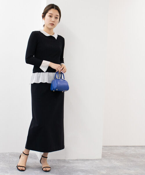 NOLLEY’S(ノーリーズ)の「シアー衿付きリブニット(ニット/セーター・レディース・ベージュ/ブラック/ネイビー・38)」の6枚目の写真