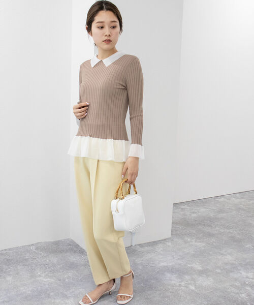 NOLLEY’S(ノーリーズ)の「シアー衿付きリブニット(ニット/セーター・レディース・ベージュ/ブラック/ネイビー・38)」の17枚目の写真