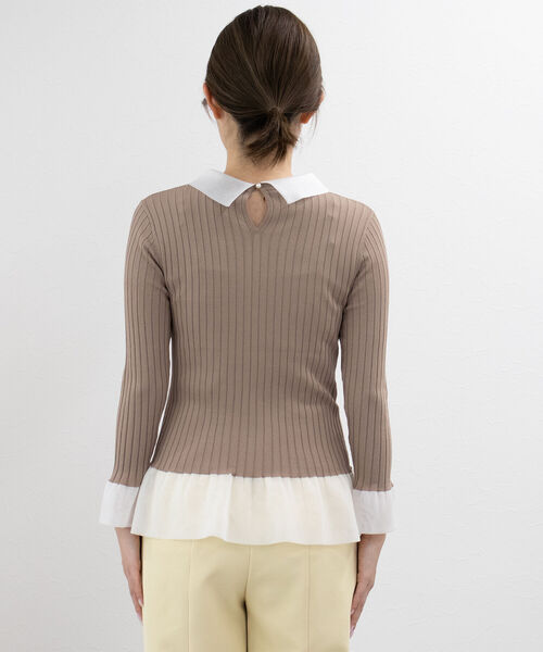 NOLLEY’S(ノーリーズ)の「シアー衿付きリブニット(ニット/セーター・レディース・ベージュ/ブラック/ネイビー・38)」の20枚目の写真