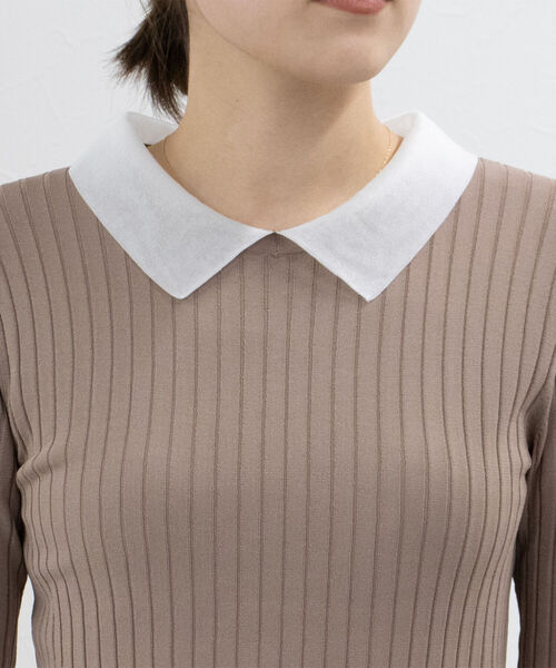 NOLLEY’S(ノーリーズ)の「シアー衿付きリブニット(ニット/セーター・レディース・ベージュ/ブラック/ネイビー・38)」の21枚目の写真