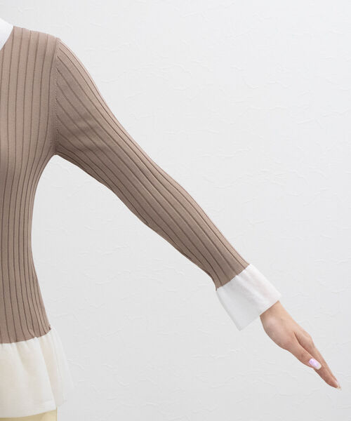 NOLLEY’S(ノーリーズ)の「シアー衿付きリブニット(ニット/セーター・レディース・ベージュ/ブラック/ネイビー・38)」の22枚目の写真