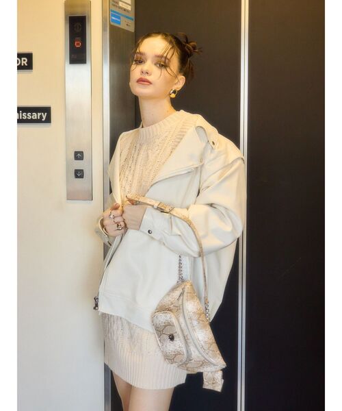 EVRIS(エヴリス)の「2WAYライダースジャケット(ライダースジャケット・レディース・ホワイト/ブラック・FREE)」の12枚目の写真