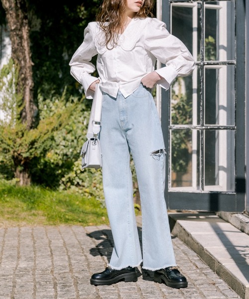 OLIVE des OLIVE(オリーブデオリーブ)の「レース衿ブラウス(シャツ/ブラウス・レディース・ブラック/オフホワイト/サックスブルー・FREE)」の12枚目の写真