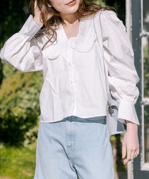 OLIVE des OLIVE(オリーブデオリーブ)の「レース衿ブラウス(シャツ/ブラウス・レディース・ブラック/オフホワイト/サックスブルー・FREE)」の13枚目の写真