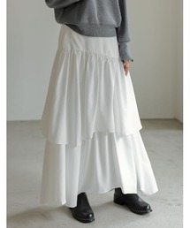 Re:EDIT | [2023S/S PRE ORDER][低身長/高身長サイズ有]アシンメトリーティアードフレアスカート(スカート)