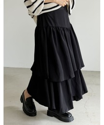 Re:EDIT | [Re:EDIT×星玲奈][星玲奈さんセレクト][2023S/S COLLECTION][低身長/高身長サイズ有]アシンメトリーティアードフレアスカート(スカート)