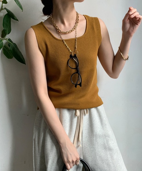 ETRE TOKYO / 新品・未使用 スクエアネックニットタンク　ベージュ ETRE TOKYO / 新品・未使用 スクエアネックニットタンク ベージュ