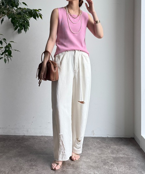 ETRE TOKYO / 新品・未使用 スクエアネックニットタンク　ベージュ スクエアネックニットタンク【洗濯機洗い可】（タンクトップ