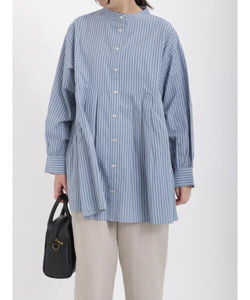 Samansa Mos2（サマンサ モスモス）の「柄アソートタック切替チュニック（シャツ/ブラウス・レディース・オフホワイト/ミント/ブルー/ベージュ/ブラック・ﾌﾘ-）」の6枚目の写真