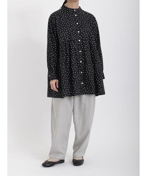 Samansa Mos2（サマンサ モスモス）の「柄アソートタック切替チュニック（シャツ/ブラウス・レディース・オフホワイト/ミント/ブルー/ベージュ/ブラック・ﾌﾘ-）」の19枚目の写真