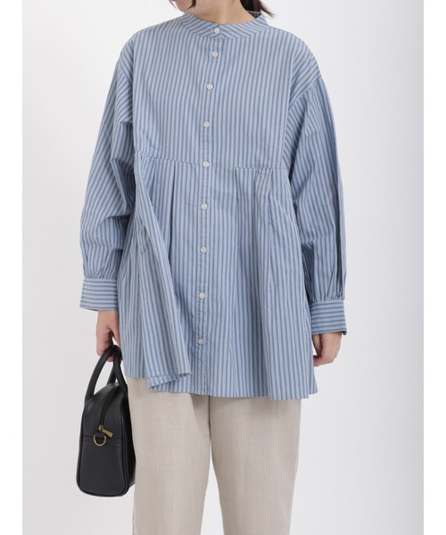 Samansa Mos2（サマンサ モスモス）の「柄アソートタック切替チュニック（シャツ/ブラウス・レディース・オフホワイト/ミント/ブルー/ベージュ/ブラック・ﾌﾘ-）」の5枚目の写真