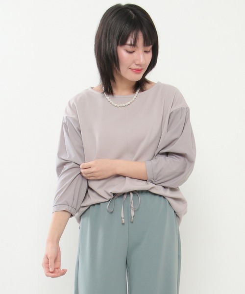ikka(イッカ)の「袖シャツ切り替えプルオーバー(Tシャツ/カットソー・レディース・スカイブルー/ブラック/ライトグレー・M/L)」の2枚目の写真