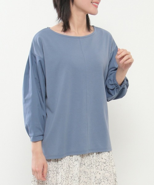 ikka(イッカ)の「袖シャツ切り替えプルオーバー(Tシャツ/カットソー・レディース・スカイブルー/ブラック/ライトグレー・M/L)」の3枚目の写真