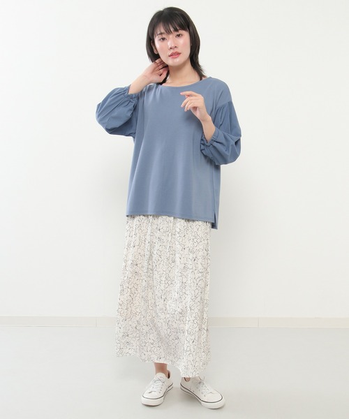 ikka(イッカ)の「袖シャツ切り替えプルオーバー(Tシャツ/カットソー・レディース・スカイブルー/ブラック/ライトグレー・M/L)」の4枚目の写真