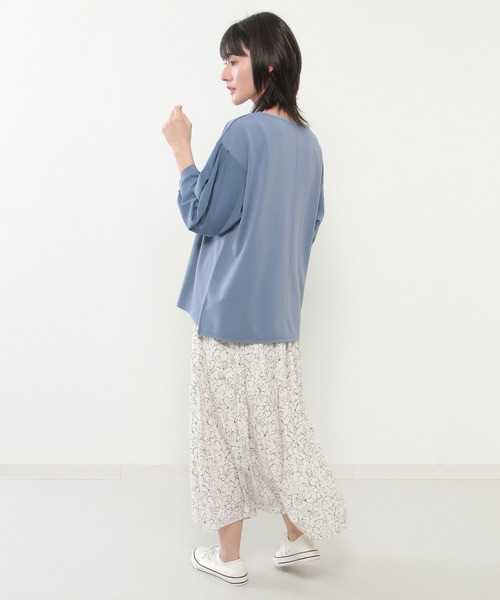 ikka(イッカ)の「袖シャツ切り替えプルオーバー(Tシャツ/カットソー・レディース・スカイブルー/ブラック/ライトグレー・M/L)」の6枚目の写真