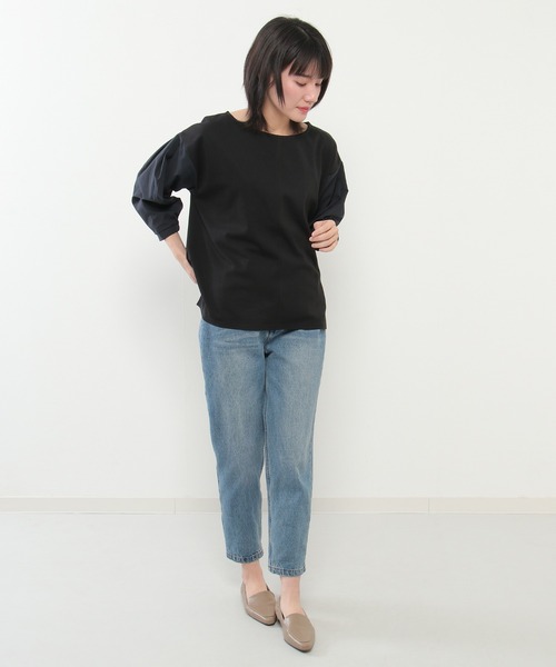 ikka(イッカ)の「袖シャツ切り替えプルオーバー(Tシャツ/カットソー・レディース・スカイブルー/ブラック/ライトグレー・M/L)」の8枚目の写真
