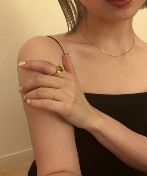 CIAOPANIC（チャオパニック）の「【Keyon/キーオン】yours / heart and chain ring　/ 2 set ring（リング・レディース・ゴールド・FREE）」の2枚目の写真