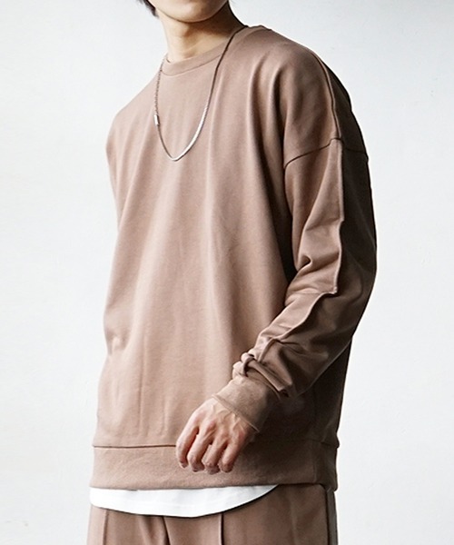 MinoriTY（マイノリティ）の「【MinoriTY】ピンタックミニマルトレーナー スウェット メンズ 無地 部屋着 秋服 【セットアップ対応】（スウェット・メンズ・グレー/ブラック/ブラウン・M/S/L）」の3枚目の写真