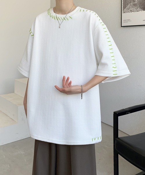 FVLMEN(フルメン)の「【FVLMEN】hand stitch halfsleeve tee/ハンドステッチ ハーフスリーブ T(Tシャツ/カットソー・メンズ・グリーン/ホワイト/ブラック・MEDIUM/LARGE/X-LARGE)」の20枚目の写真