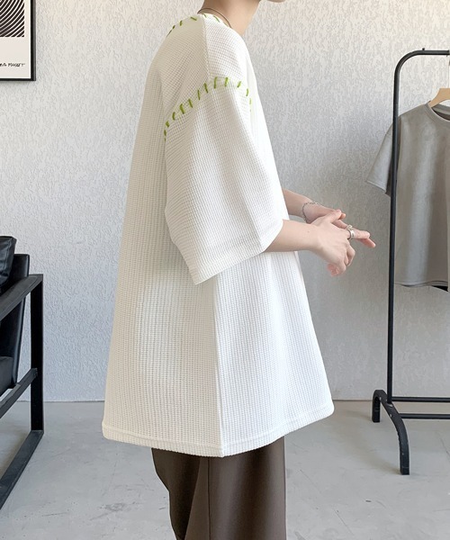 FVLMEN(フルメン)の「【FVLMEN】hand stitch halfsleeve tee/ハンドステッチ ハーフスリーブ T(Tシャツ/カットソー・メンズ・グリーン/ホワイト/ブラック・MEDIUM/LARGE/X-LARGE)」の4枚目の写真