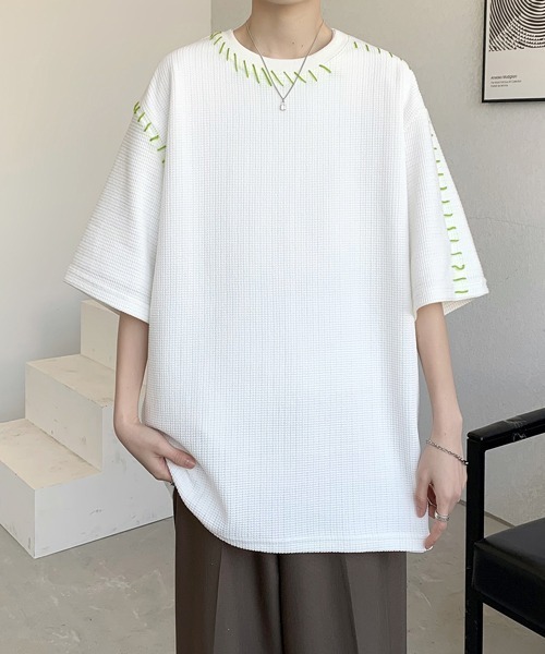 FVLMEN(フルメン)の「【FVLMEN】hand stitch halfsleeve tee/ハンドステッチ ハーフスリーブ T(Tシャツ/カットソー・メンズ・グリーン/ホワイト/ブラック・MEDIUM/LARGE/X-LARGE)」の16枚目の写真