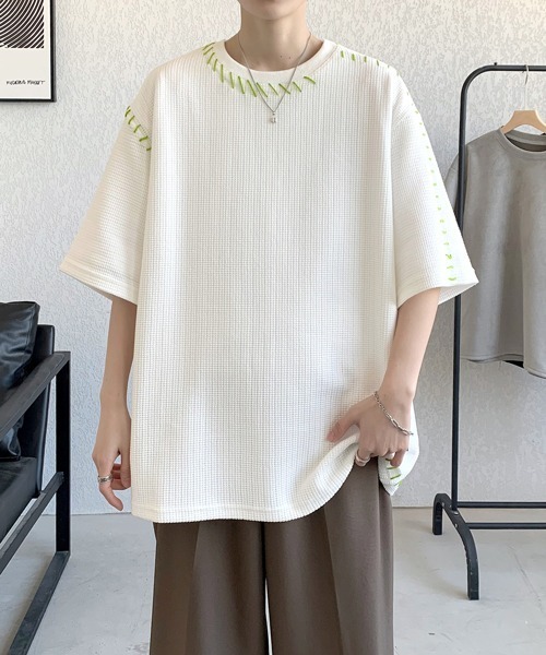 FVLMEN(フルメン)の「【FVLMEN】hand stitch halfsleeve tee/ハンドステッチ ハーフスリーブ T(Tシャツ/カットソー・メンズ・グリーン/ホワイト/ブラック・MEDIUM/LARGE/X-LARGE)」の13枚目の写真