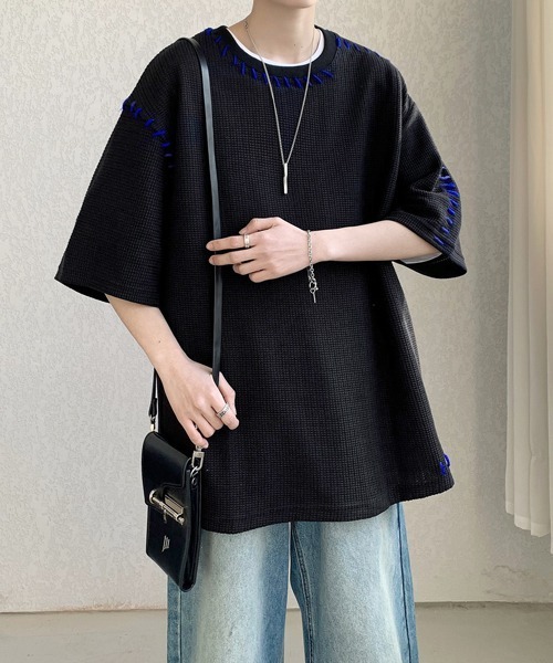 FVLMEN(フルメン)の「【FVLMEN】hand stitch halfsleeve tee/ハンドステッチ ハーフスリーブ T(Tシャツ/カットソー・メンズ・グリーン/ホワイト/ブラック・MEDIUM/LARGE/X-LARGE)」の5枚目の写真