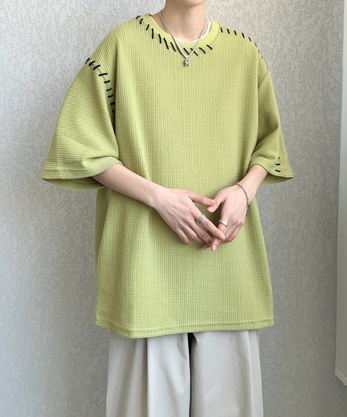 FVLMEN(フルメン)の「【FVLMEN】hand stitch halfsleeve tee/ハンドステッチ ハーフスリーブ T(Tシャツ/カットソー・メンズ・グリーン/ホワイト/ブラック・MEDIUM/LARGE/X-LARGE)」の15枚目の写真