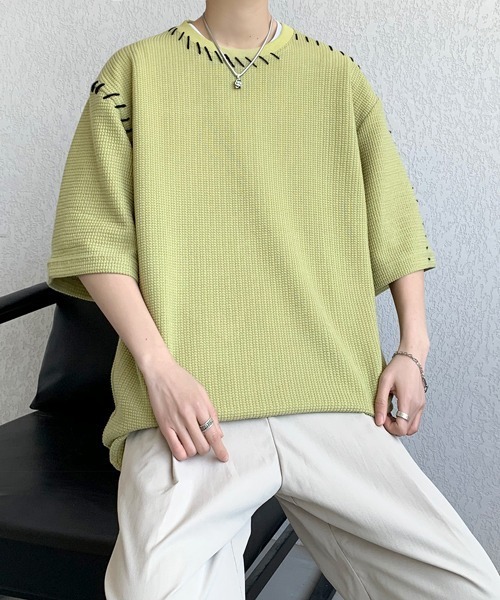 FVLMEN(フルメン)の「【FVLMEN】hand stitch halfsleeve tee/ハンドステッチ ハーフスリーブ T(Tシャツ/カットソー・メンズ・グリーン/ホワイト/ブラック・MEDIUM/LARGE/X-LARGE)」の12枚目の写真