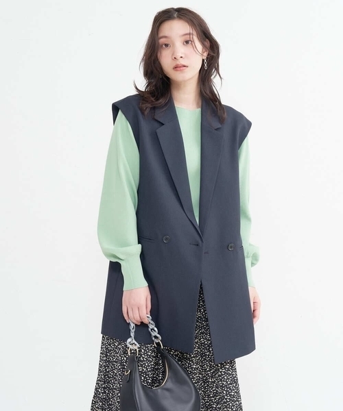a.v.v(アーヴェヴェ)の「【UVカット/洗える】麻調ストレッチジレ【麻調シリーズ】(ベスト・レディース・ベージュ/ネイビー・40/36/38/42/34)」の9枚目の写真