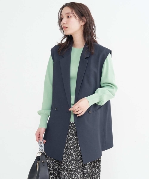 a.v.v(アーヴェヴェ)の「【UVカット/洗える】麻調ストレッチジレ【麻調シリーズ】(ベスト・レディース・ベージュ/ネイビー・40/36/38/42/34)」の10枚目の写真