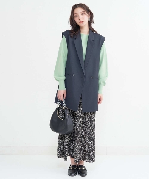 a.v.v(アーヴェヴェ)の「【UVカット/洗える】麻調ストレッチジレ【麻調シリーズ】(ベスト・レディース・ベージュ/ネイビー・40/36/38/42/34)」の11枚目の写真