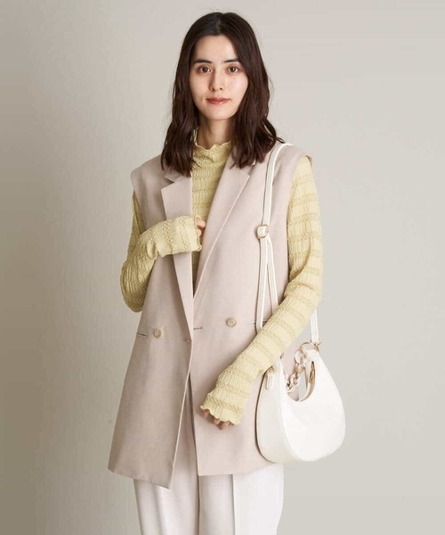 a.v.v(アーヴェヴェ)の「【UVカット/洗える】麻調ストレッチジレ【麻調シリーズ】(ベスト・レディース・ベージュ/ネイビー・40/36/38/42/34)」の13枚目の写真