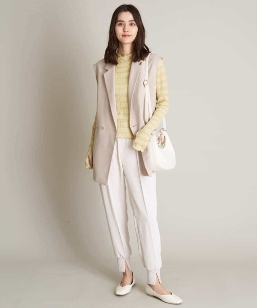 a.v.v(アーヴェヴェ)の「【UVカット/洗える】麻調ストレッチジレ【麻調シリーズ】(ベスト・レディース・ベージュ/ネイビー・40/36/38/42/34)」の15枚目の写真