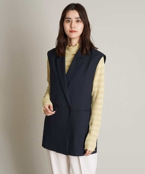 a.v.v(アーヴェヴェ)の「【UVカット/洗える】麻調ストレッチジレ【麻調シリーズ】(ベスト・レディース・ベージュ/ネイビー・40/36/38/42/34)」の17枚目の写真