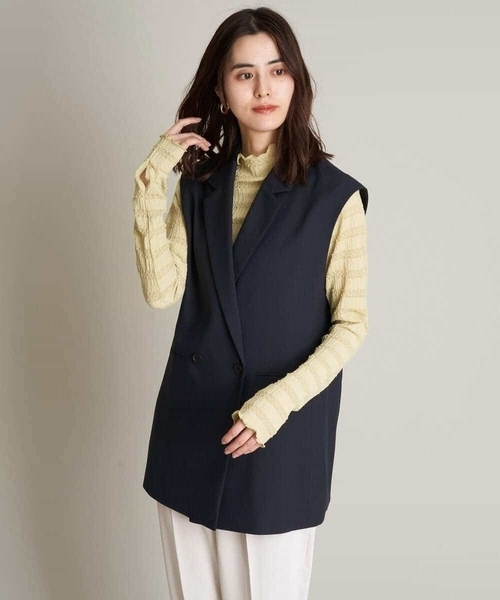 a.v.v(アーヴェヴェ)の「【UVカット/洗える】麻調ストレッチジレ【麻調シリーズ】(ベスト・レディース・ベージュ/ネイビー・40/36/38/42/34)」の18枚目の写真