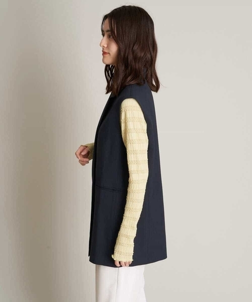 a.v.v(アーヴェヴェ)の「【UVカット/洗える】麻調ストレッチジレ【麻調シリーズ】(ベスト・レディース・ベージュ/ネイビー・40/36/38/42/34)」の19枚目の写真