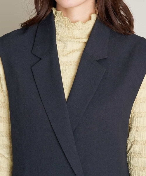a.v.v(アーヴェヴェ)の「【UVカット/洗える】麻調ストレッチジレ【麻調シリーズ】(ベスト・レディース・ベージュ/ネイビー・40/36/38/42/34)」の21枚目の写真
