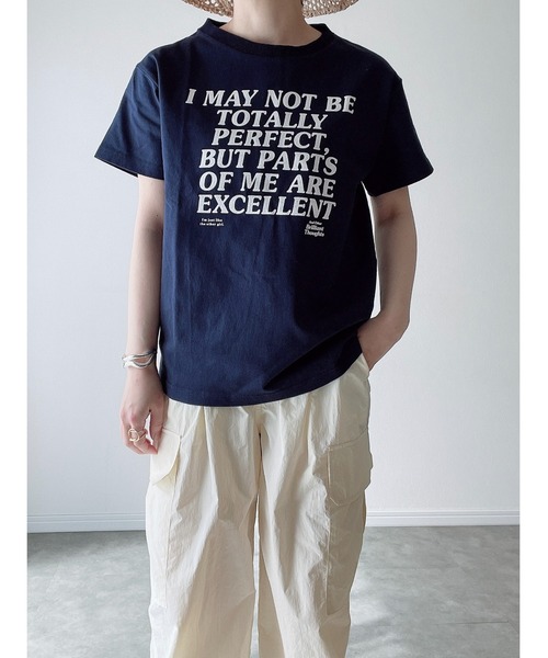 Yucca(ユッカ)の「I MAY NOT プリントTシャツ(MEKKE 低身長向け)(Tシャツ/カットソー・レディース・ネイビー/レッド/オートミール・FREE)」の3枚目の写真