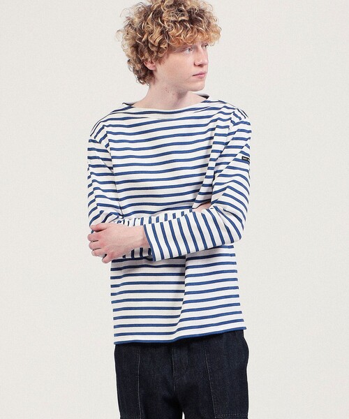 SAINT JAMES（セントジェームス）の「■SAINT JAMES OUESSANT BORDER コットン ボートネックプルオーバー（Tシャツ/カットソー・メンズ・ブラック系その他/ブルー系その他2・S/M）」の8枚目の写真