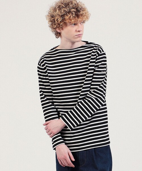 SAINT JAMES（セントジェームス）の「■SAINT JAMES OUESSANT BORDER コットン ボートネックプルオーバー（Tシャツ/カットソー・メンズ・ブラック系その他/ブルー系その他2・S/M）」の3枚目の写真
