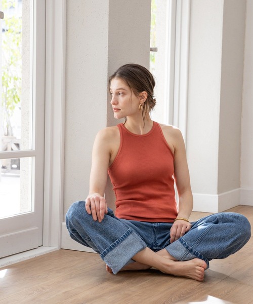 bijorie（ビジュリィ）の「【bijorie】カップ付きアメスリ／NEW BASIC series 23S（タンクトップ・レディース・チャコールグレー/オフホワイト/レッド・MEDIUM/LARGE/LG）」の5枚目の写真