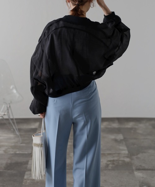 Bonjour Sagan（ボンジュールサガン）の「シアーショートブルゾン（ブルゾン・レディース・ホワイト/ブラック/グレー・FREE）」の13枚目の写真