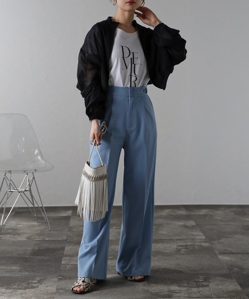 Bonjour Sagan（ボンジュールサガン）の「シアーショートブルゾン（ブルゾン・レディース・ホワイト/ブラック/グレー・FREE）」の14枚目の写真