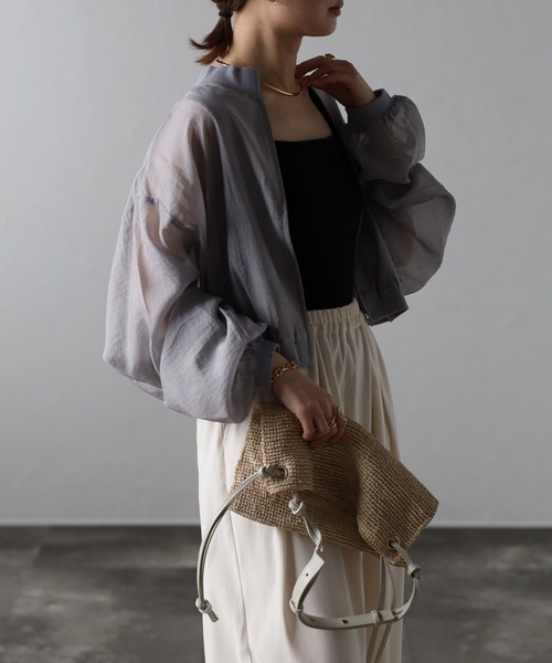 Bonjour Sagan（ボンジュールサガン）の「シアーショートブルゾン（ブルゾン・レディース・ホワイト/ブラック/グレー・FREE）」の18枚目の写真