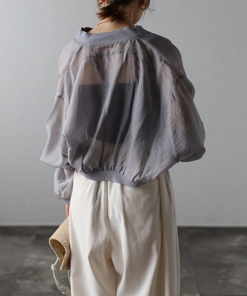 Bonjour Sagan（ボンジュールサガン）の「シアーショートブルゾン（ブルゾン・レディース・ホワイト/ブラック/グレー・FREE）」の19枚目の写真