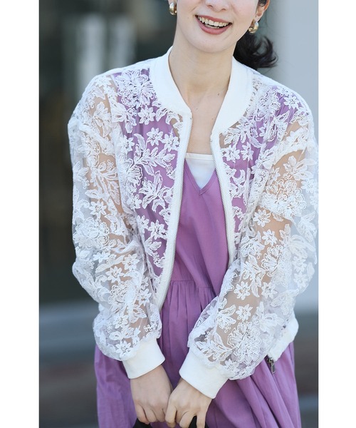 満開の白花刺繍ベールブルゾン（ブルゾン）｜CAWAII（カワイイ）